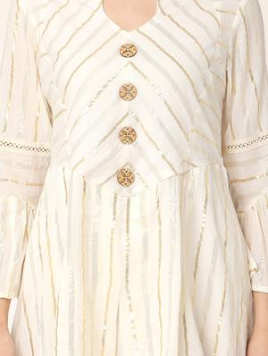 mandarin neck flared dress - 17398847 - Standard Image - 5