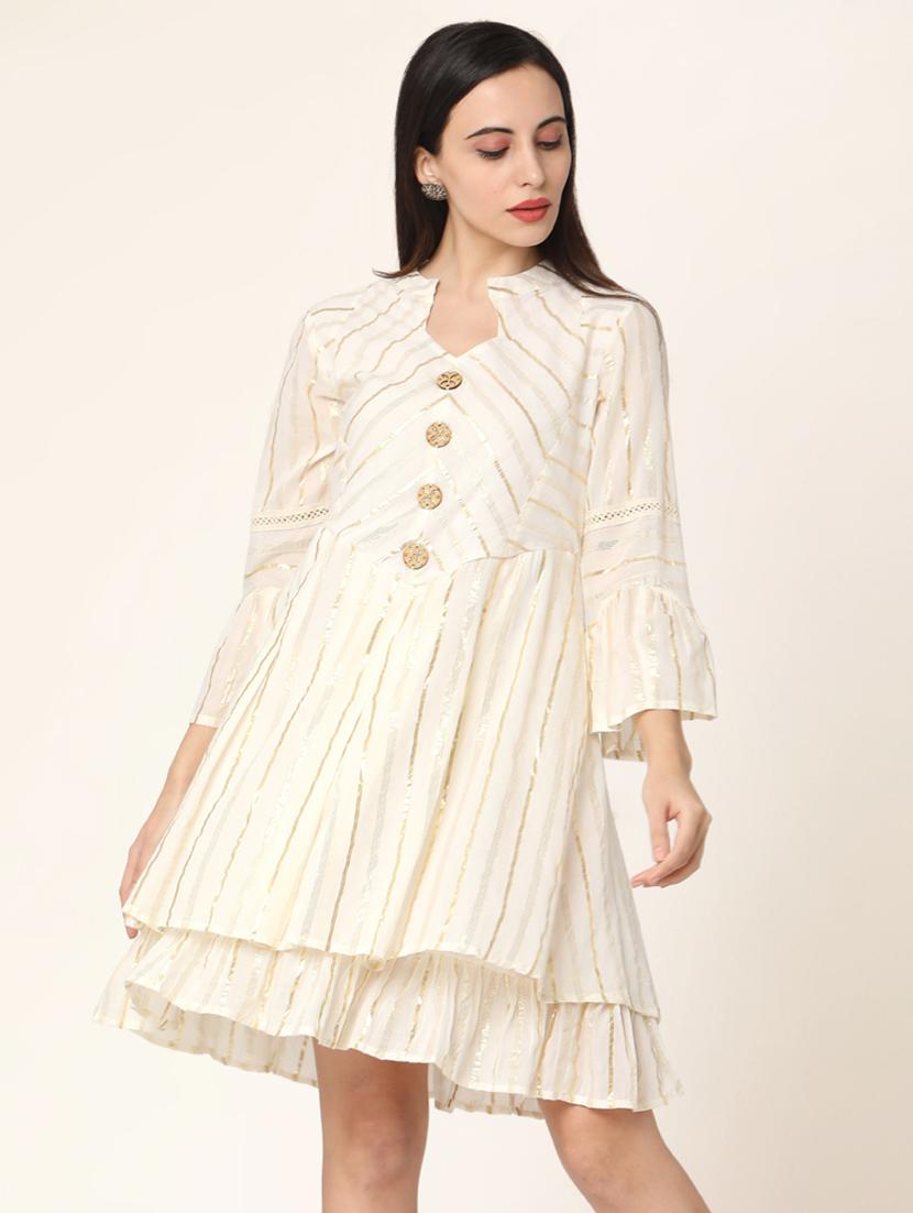 mandarin neck flared dress - 17398847 - Zoom Image - 1