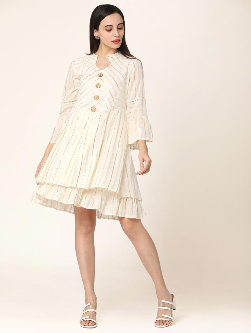 mandarin neck flared dress - 17398847 - Zoom Image - 4