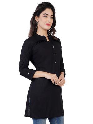 solid straight kurti - 17399013 - Standard Image - 2