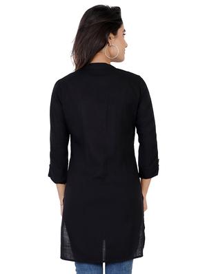 solid straight kurti - 17399013 - Standard Image - 3
