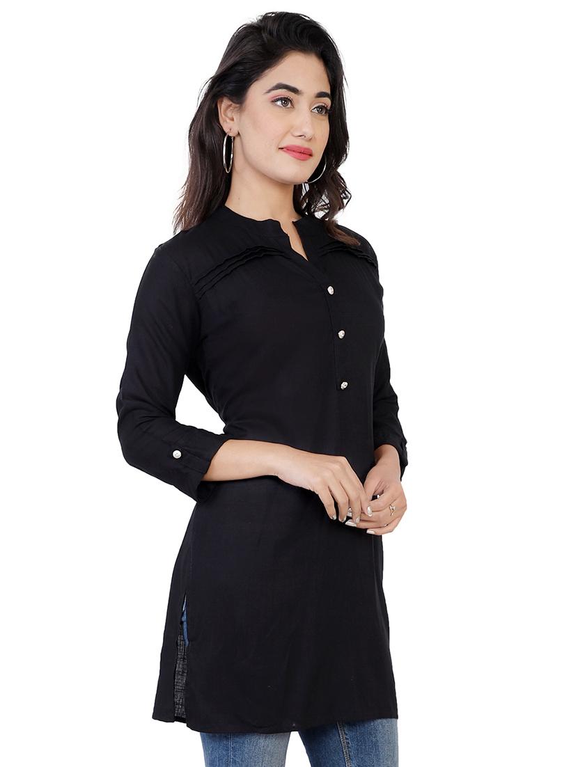 solid straight kurti - 17399013 - Zoom Image - 2