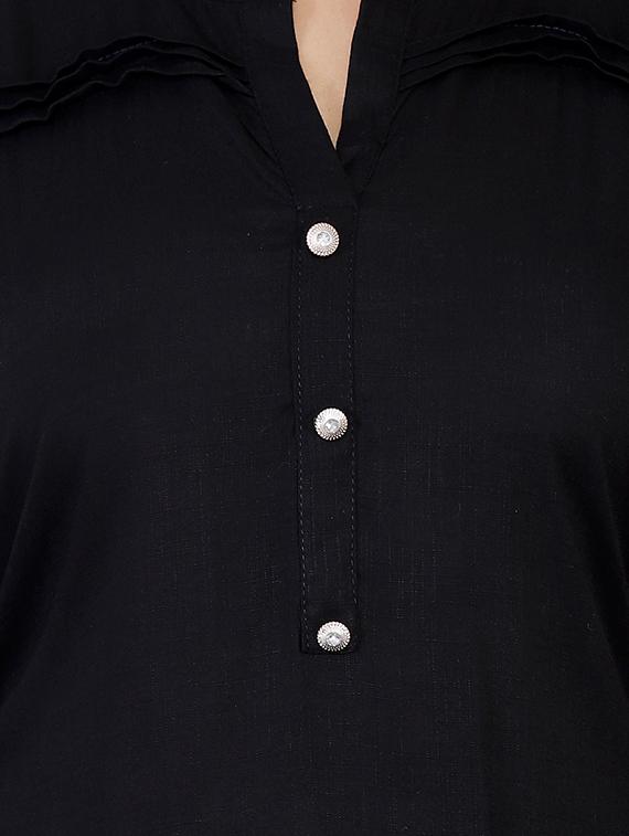 solid straight kurti - 17399013 - Zoom Image - 4