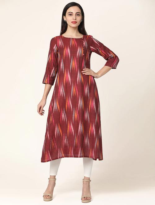 ikat printed a-line kurta - 17399040 - Standard Image - 1
