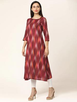 ikat printed a-line kurta - 17399040 - Standard Image - 2