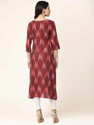 ikat printed a-line kurta - 17399040 - Standard Image - 3