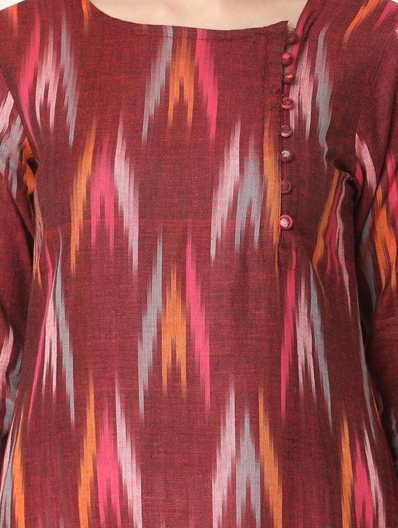 ikat printed a-line kurta - 17399040 - Zoom Image - 4