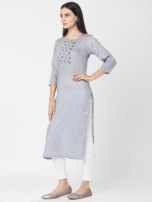 printed straight kurta - 17399042 - Standard Image - 2
