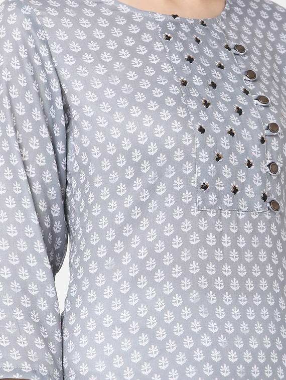 printed straight kurta - 17399042 - Zoom Image - 4