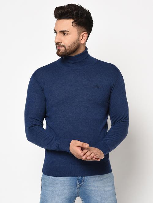 navy blue solid pullover - 17399340 - Standard Image - 1