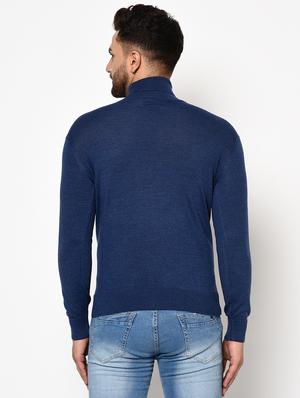 navy blue solid pullover - 17399340 - Standard Image - 3