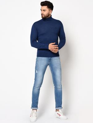 navy blue solid pullover - 17399340 - Standard Image - 4