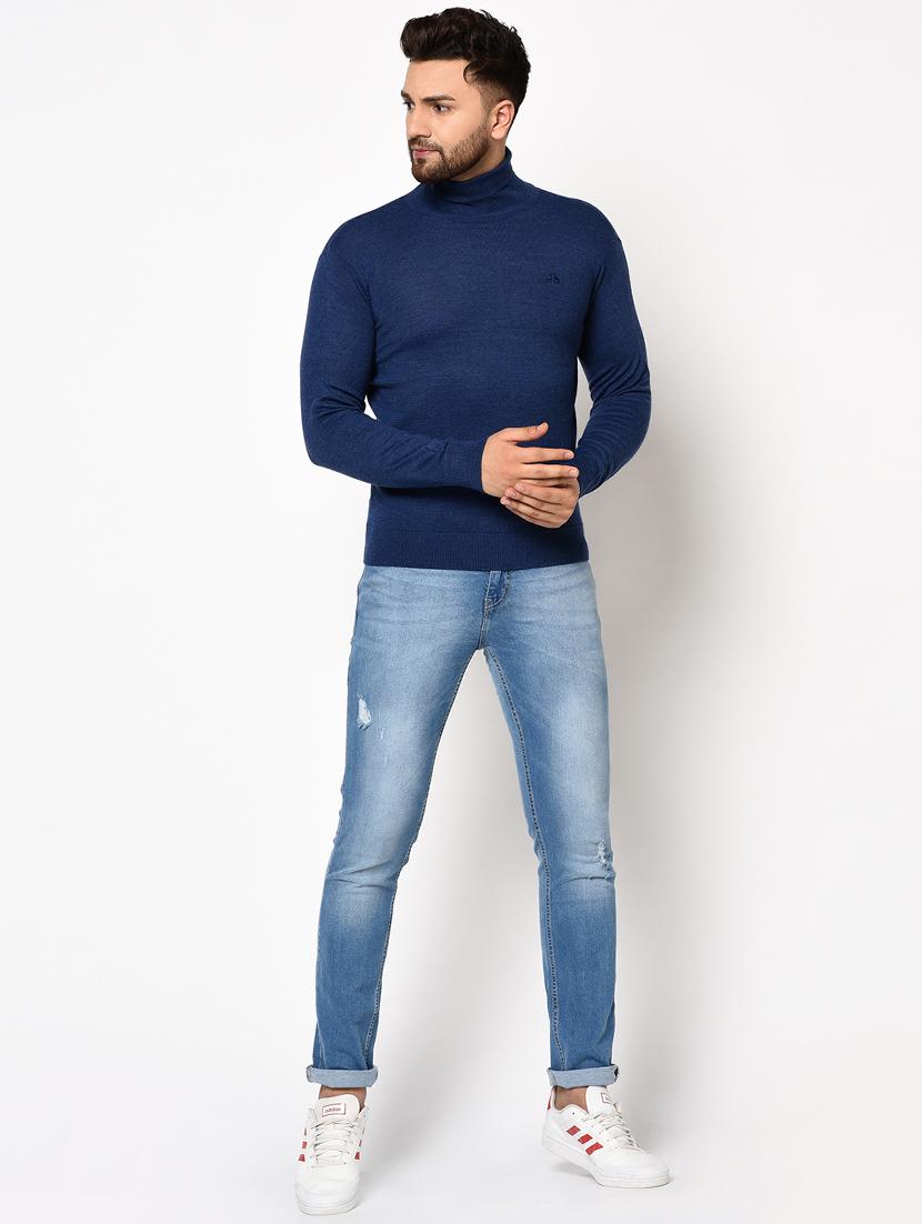 navy blue solid pullover - 17399340 - Zoom Image - 4