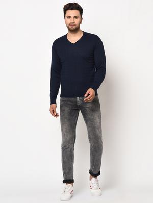 navy blue self design pullover - 17399358 - Standard Image - 4