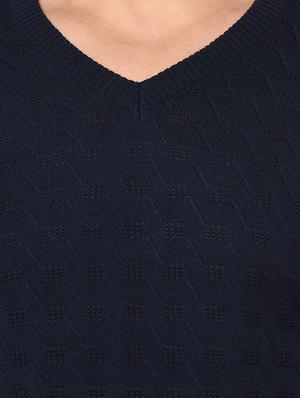 navy blue self design pullover - 17399358 - Standard Image - 5