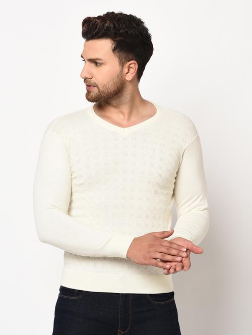 white self design pullover - 17399359 - Standard Image - 1