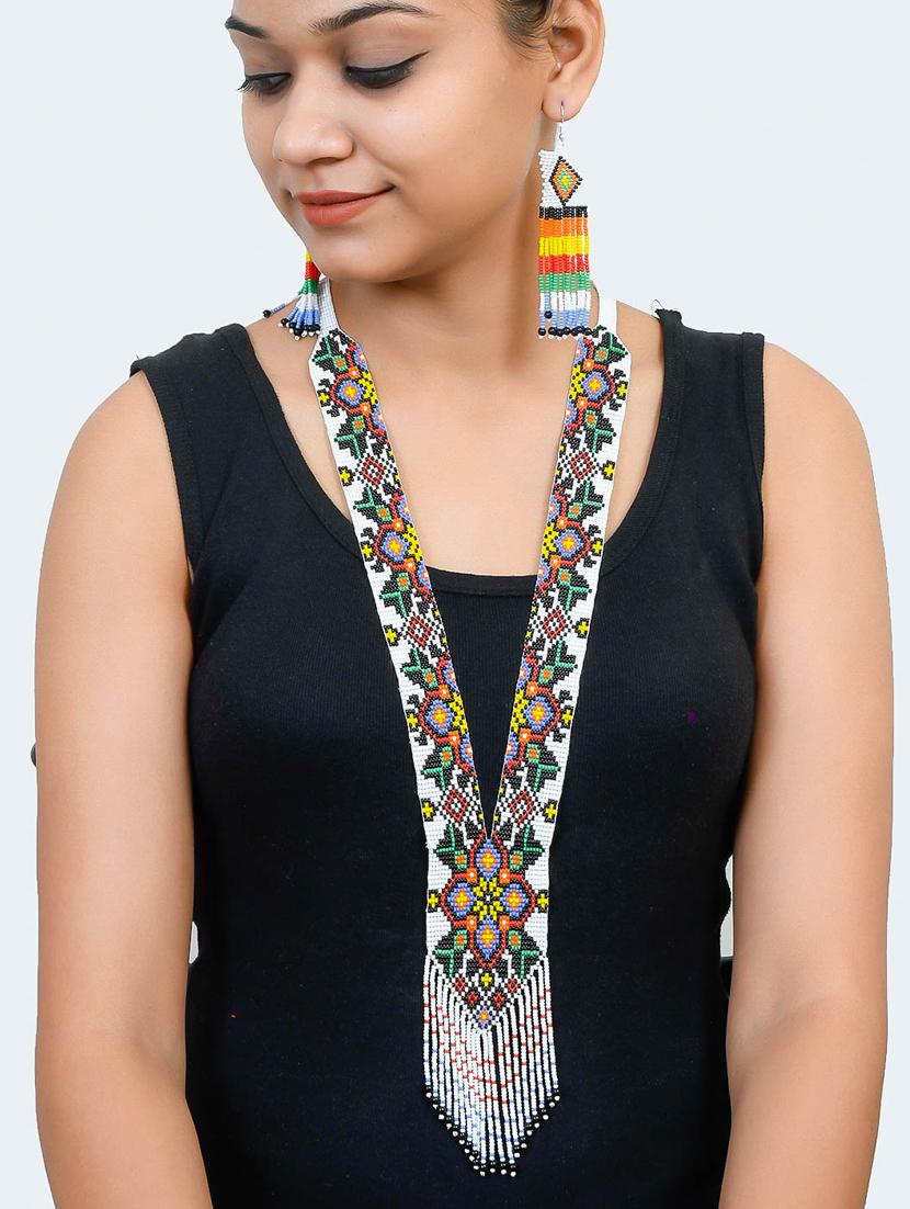 white brass long necklace - 17399439 - Zoom Image - 6