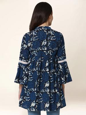 indigo cotton aline kurti - 17399607 - Standard Image - 2