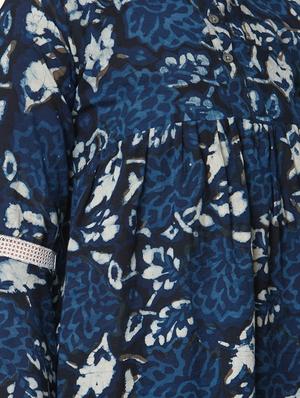 indigo cotton aline kurti - 17399607 - Standard Image - 4