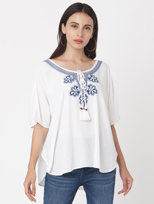 embroidered a-line kurti - 17399616 - Standard Image - 1