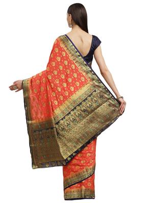 zari work woven saree with blouse - 17399632 - Standard Image - 2