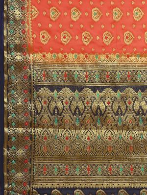 zari work woven saree with blouse - 17399632 - Standard Image - 3