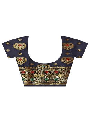 zari work woven saree with blouse - 17399632 - Standard Image - 5