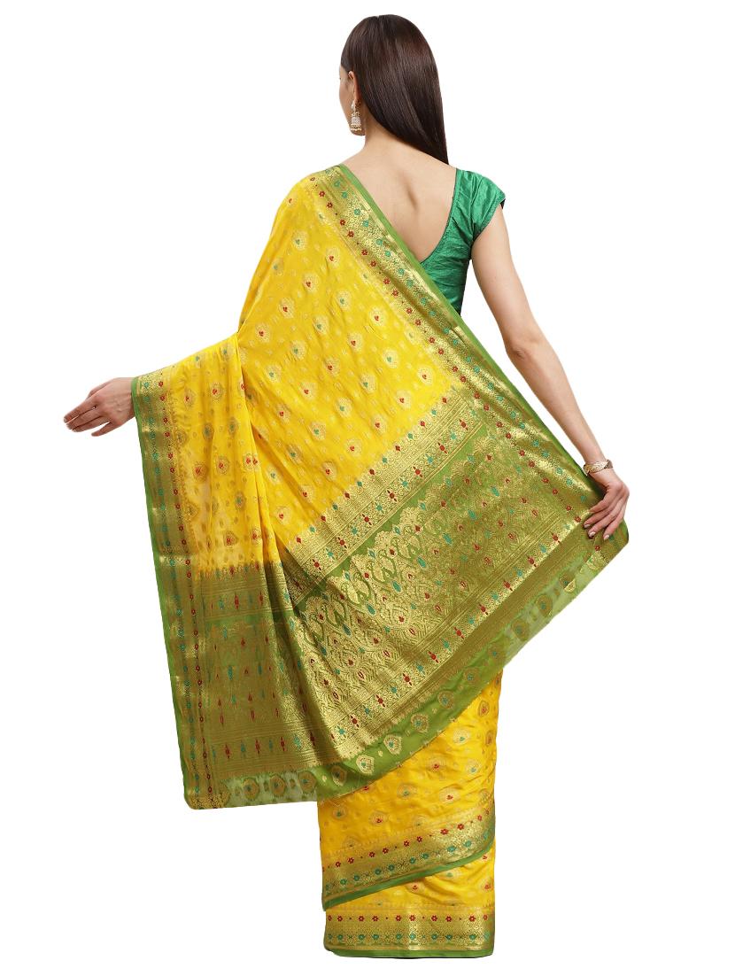 zari work woven saree with blouse - 17399635 - Zoom Image - 2