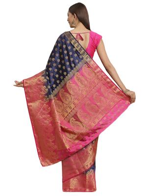 zari work woven saree with blouse - 17399648 - Standard Image - 2