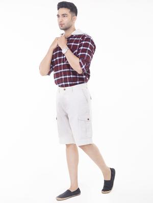 beige solid linen bermuda shorts - 17399657 - Standard Image - 2