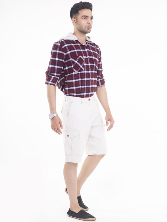 beige solid linen bermuda shorts - 17399657 - Zoom Image - 1