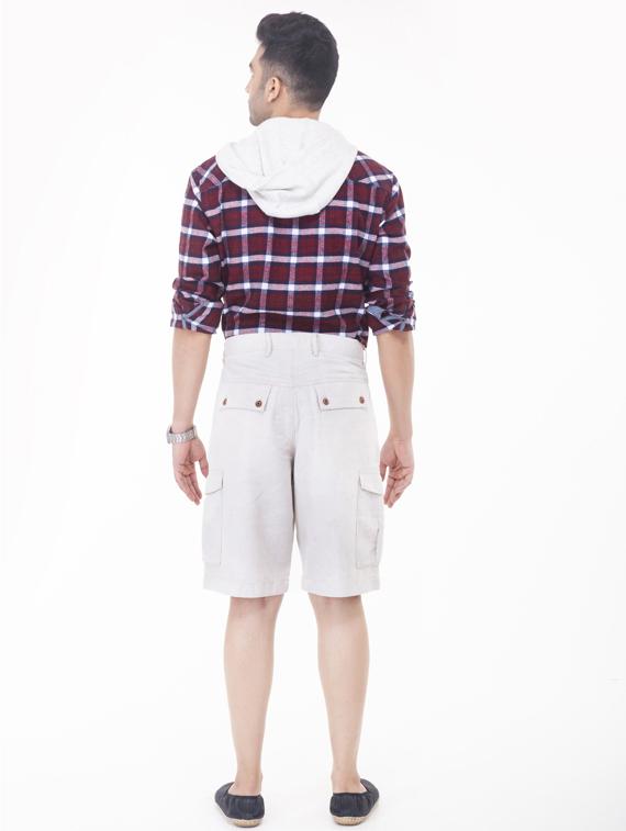 beige solid linen bermuda shorts - 17399657 - Zoom Image - 3