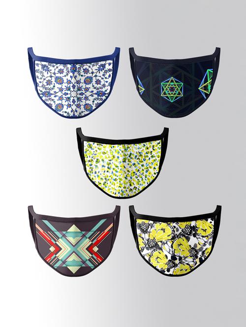 pack of 5 multi colored cotton printed women mask - 17399905 - Very Small Image - 1
