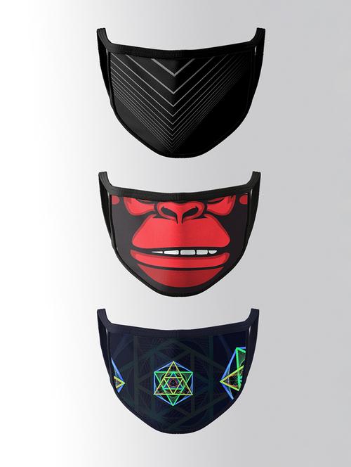 pack of 3 multi colored cotton printed women mask - 17399977 - Very Small Image - 1