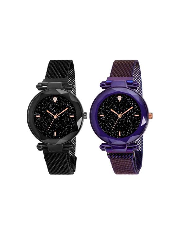 hrv laxurius looking black dial magnet belt girl and women watch magnet belt analog analog watch - 17400110 - Zoom Image - 1