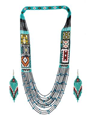 blue brass long necklace - 17400511 - Standard Image - 2