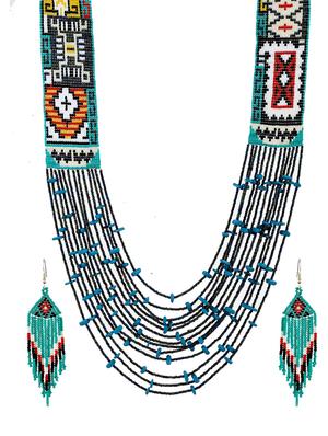 blue brass long necklace - 17400511 - Standard Image - 3