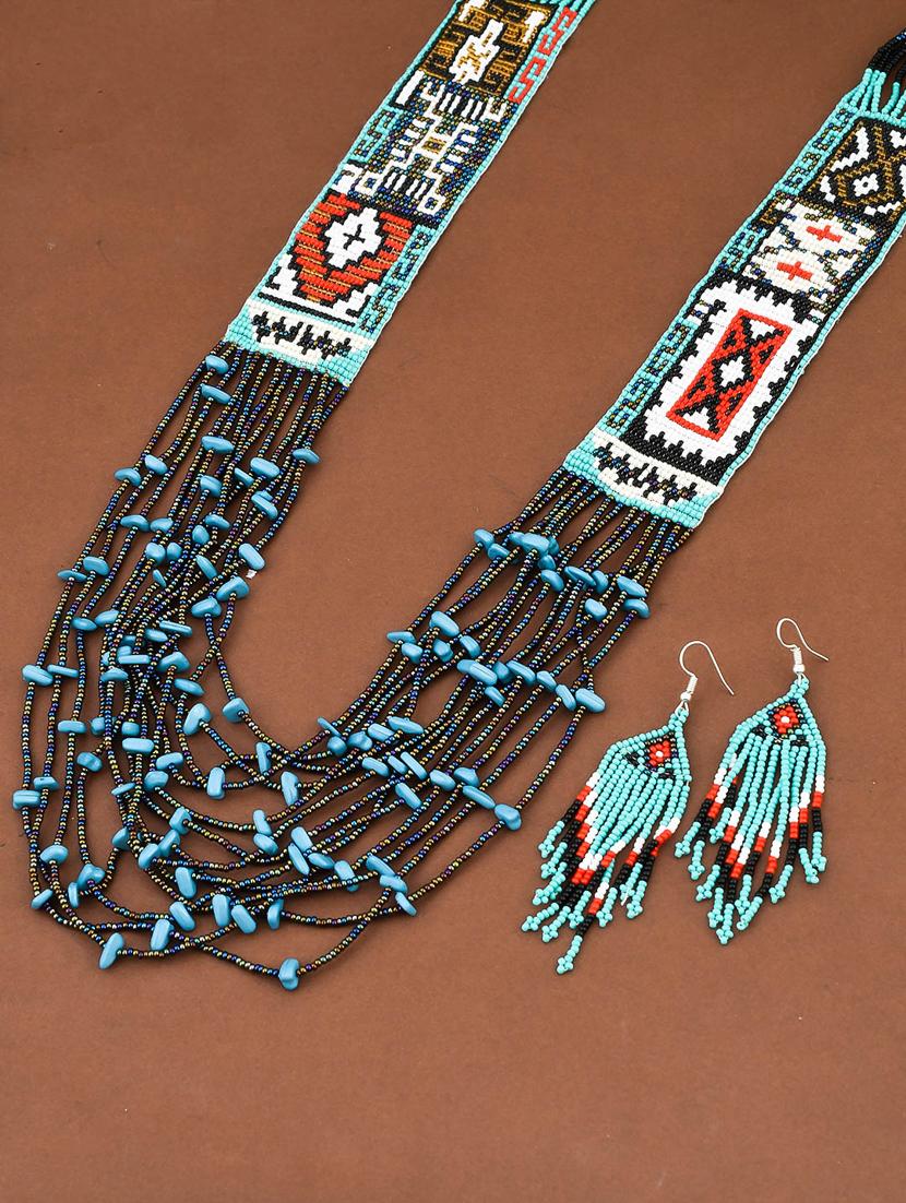 blue brass long necklace - 17400511 - Zoom Image - 1