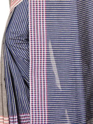 stripes bordered handloom saree with blouse - 17400539 - Standard Image - 3