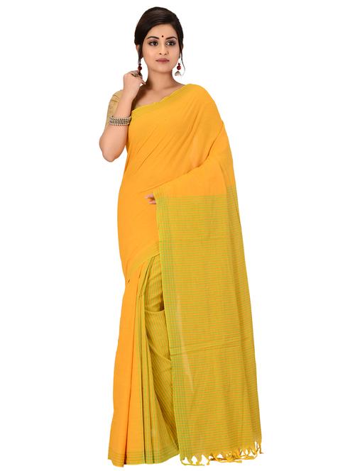 stripes bordered handloom saree with blouse - 17400541 - Standard Image - 1