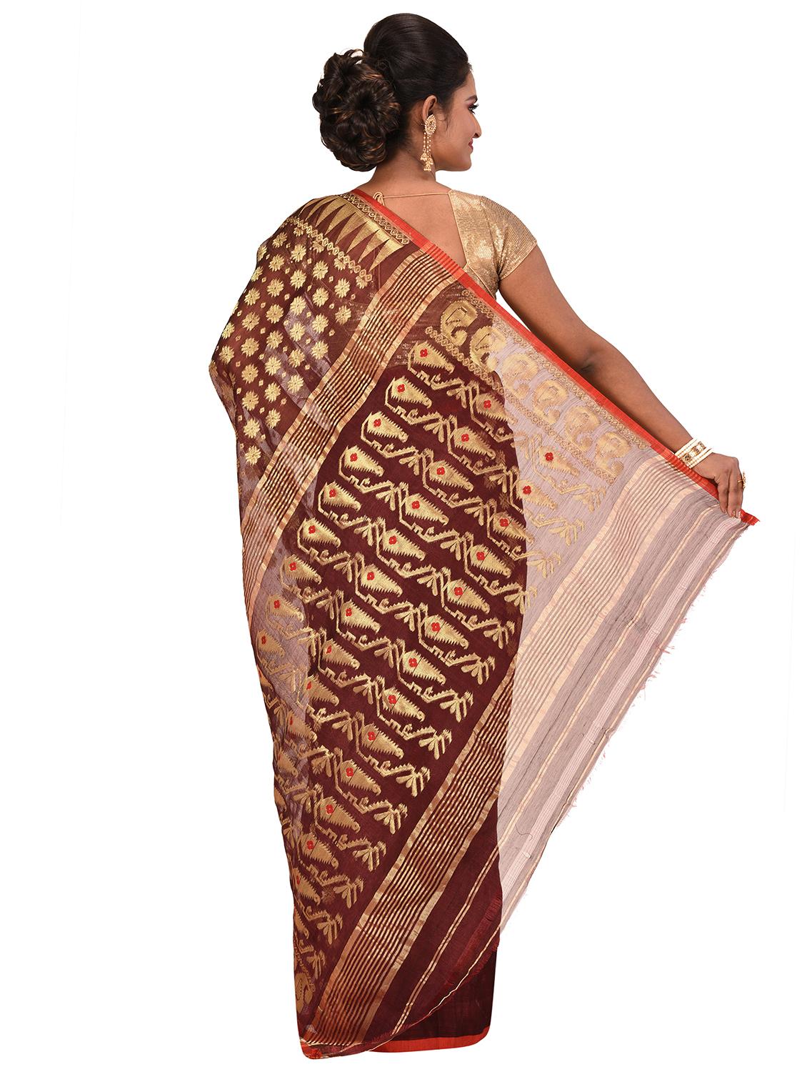 self-design jamdani saree - 17400557 - Zoom Image - 2