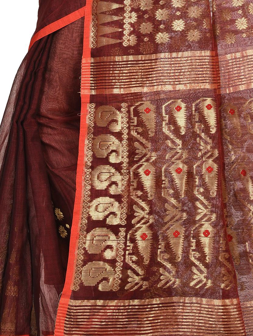 self-design jamdani saree - 17400557 - Zoom Image - 3