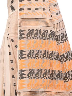 self-design jamdani saree - 17400562 - Standard Image - 3