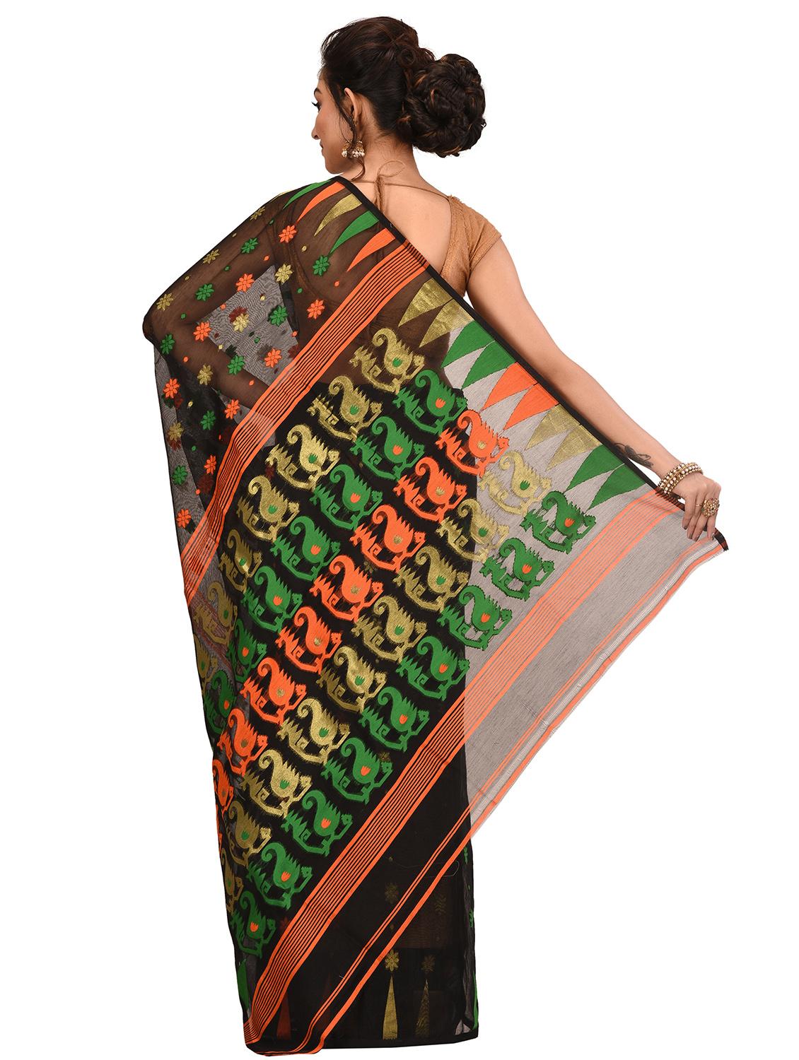 self-design jamdani saree - 17400569 - Zoom Image - 2