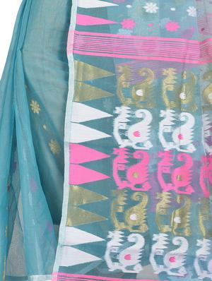 self-design jamdani saree - 17400572 - Standard Image - 3