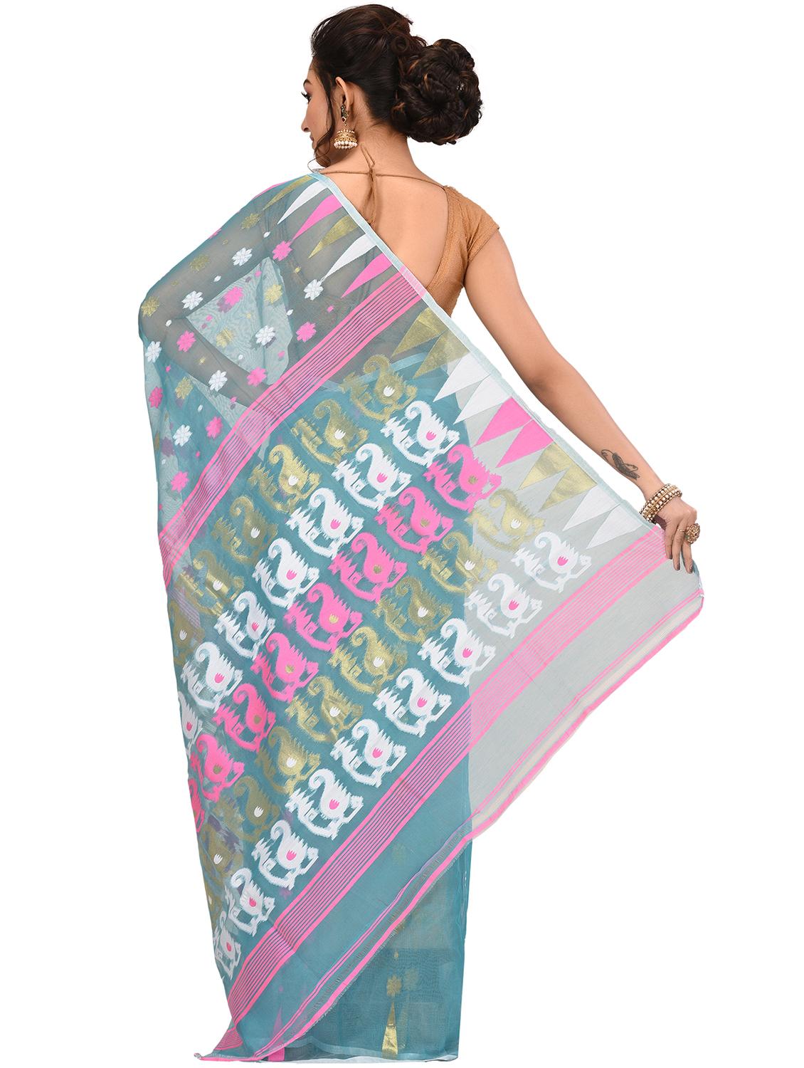 self-design jamdani saree - 17400572 - Zoom Image - 2