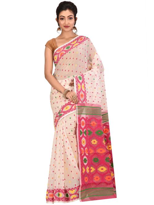 self-design jamdani saree - 17400582 - Standard Image - 1