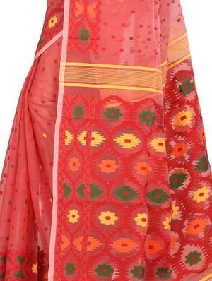 self-design jamdani saree - 17400584 - Standard Image - 3