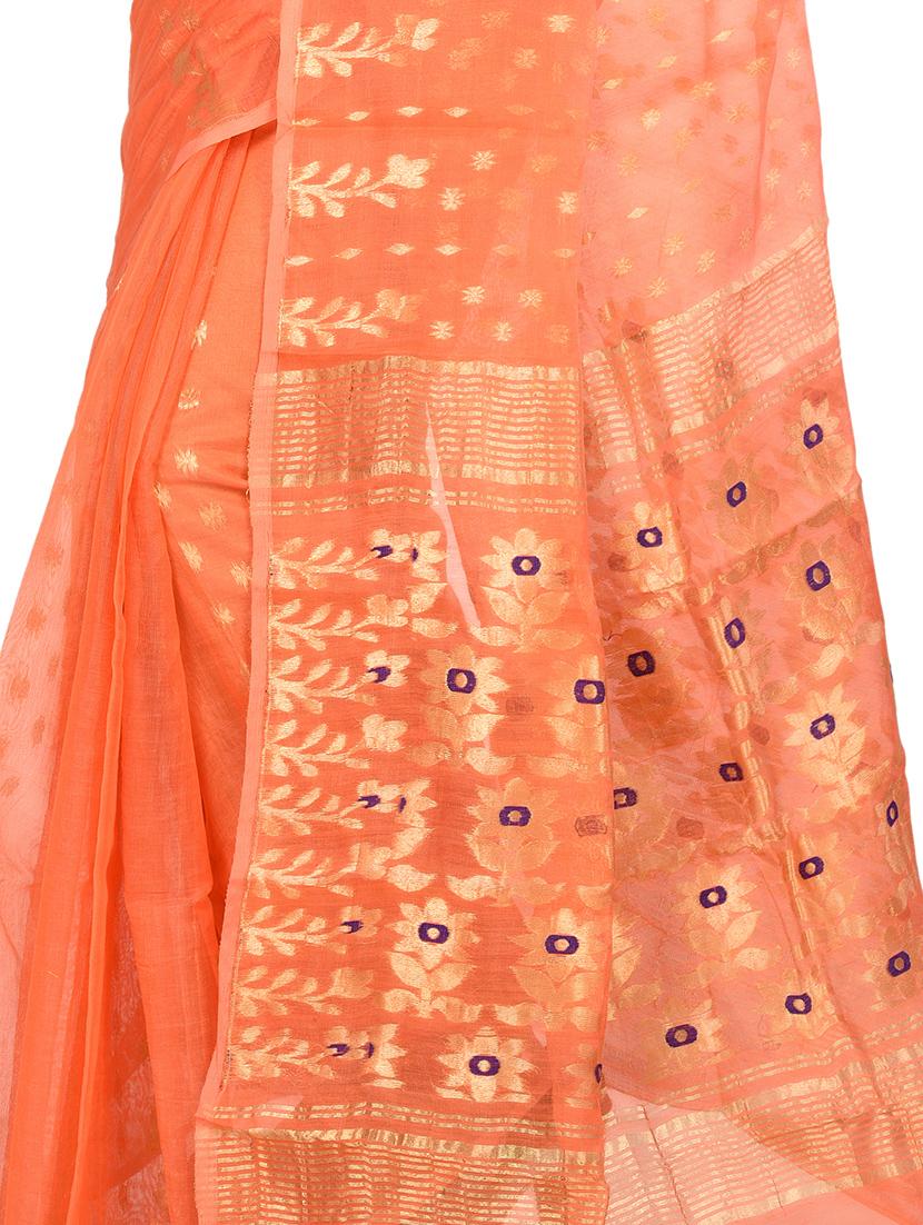 self-design jamdani saree - 17400588 - Zoom Image - 3