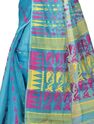 self-design jamdani saree - 17400599 - Standard Image - 3